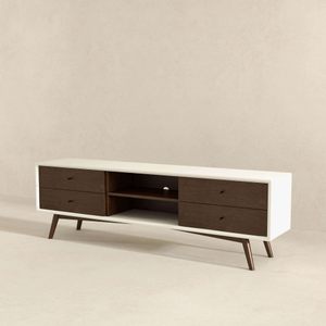 Mueble de TV Moderno y Lujoso de 4 Puertas, en Madera de Nogal Blanco, para Televisores de hasta 72 Pulgadas, para Decoración de Sala de Estar - Product Image 6