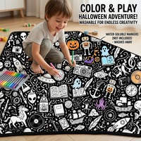 Couverture de coloriage OEM pour enfants, lavable, réutilisable, en polaire douce, avec marqueurs, vente en gros, approvisionnement direct usine