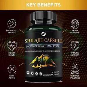 Cápsulas de Shilajit Puro Ausreson, Suplemento Energético Natural y Orgánico de Shilajit, Cápsulas de Shilajit del Himalaya de 10000 mg para Hombres - Product Image 5