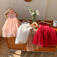Robe d'été pour filles, style nouveau 2025, bretelles roses, douce et élégante, robe de plage princesse, tissu en maille ODM