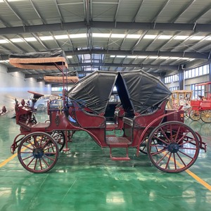 Charrette à chevaux électrique populaire rouge pour le tourisme, style européen, avec auvent pare-soleil, pour mariage, modèle citrouille - Product Image 2