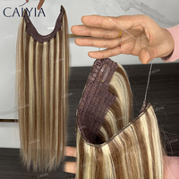 Extensiones de cabello con halo de la mejor venta de calidad de salón, cabello humano 100% virgen, extensiones de cabello con halo de doble capa con etiqueta privada