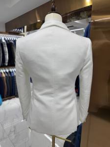 Elegante Pecho Blanco trajes de <span class=keywords><strong>hombre</strong></span> chal solapa longitud Regular Slim Fit boda Blazer 3 piezas chaqueta pantalones chaleco ropa - Product Image 4