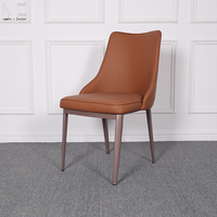 Foshan Mid Century Dinning Chair Chaises De Salle A Manger Pieds en acier inoxydable Chaise de salle à manger moderne en cuir PU marron de luxe