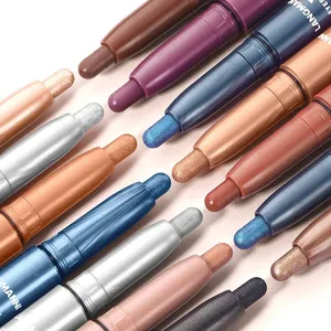 Single Color Stainless Steel <b>Eyeshadow</b> Stick Waterproof Glitter Matte Shimmer High <b>Pigmented</b> Wood Stick Durable Makeup Tool - Product Image 6