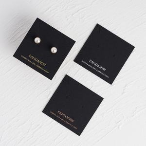 PandaSew 8x8cm או 6x6cm שחור מותאם אישית לוגו מודפס תכשיטי בעל עגיל שרשרת תצוגת אריזה כרטיסי תכשיטי תגיות - Product Image 3