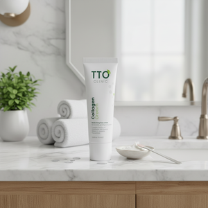 Crème au collagène TTO Clinic 75 ml, acide hyaluronique, vitamine E, hydratation intense, apaisante, raffermissante, anti-âge, réparatrice pour femmes, tous types de peau - Product Image 3
