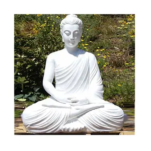High Quality Stone Carvings And Sculptures White Marble Stone Sitting Buddha Statue