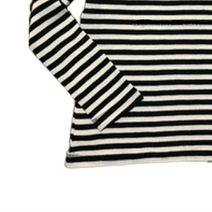 2627 AW moda 100% lana Merino bella ragazza Casual a righe a maniche lunghe T-Shirt a girocollo - Product Image 3