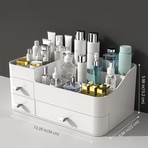 Inthetrend Multi-color Square PP Plastic Modern Eco-Friendly Large Capacity Home Cosmetic Makeup Organizer with <b>Drawers</b> - Product Image 2