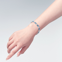 Gelang Perak 925 Topaz Bentuk Tetesan Air dengan Inlay Batu Permata Desain Floral Perhiasan Asli untuk Hadiah Ulang Tahun Pacar Istri