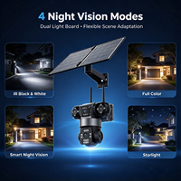 Kamera CCTV PTZ 4 Lensa Solar Gun Ball dengan Kartu SIM 4G untuk Proyek Luar Ruangan, Chip AI Hisilicon 1.0T, Deteksi Manusia, Pelacakan Otomatis