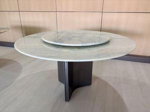 <span class=keywords><strong>Table</strong></span> à manger ronde de luxe de style italien en acier inoxydable et marbre <span class=keywords><strong>avec</strong></span> <span class=keywords><strong>plateau</strong></span> tournant central - Product Image 2