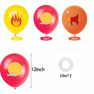 Ballons d'<span class=keywords><strong>anniversaire</strong></span> thème camion de pompiers de dessin animé, décoration de gâteau et décorations de fête pour garçons, fournitures pour fête d'ingénieurs et baby shower - Product Image 5
