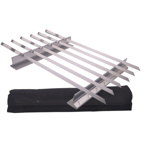 Factory Logo Customization 8pcs Stainless Steel <strong>BBQ</strong> Skewers Set with <strong>BBQ</strong> <strong>Rack</strong> - Product Image 1