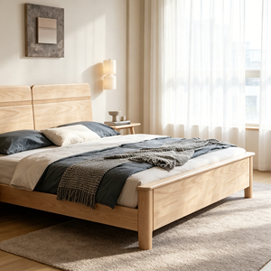 Minimalist Birch Wood Queen Bed <b>Frame</b> with Plywood Panel and Storage Drawers - Product Image 5