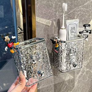 No-Drill Wall Mounted <b>Toothpaste</b> <b>Holder</b> Rectangular Transparent Gray Bathroom Storage Box For Toothbrush And Makeup Brush - Product Image 1