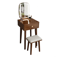 Table de Maquillage Moderne en Bois Multicolore avec Miroir Lumineux et Tabouret, Vente en Gros, OEM/ODM, pour Chambre et Hôtel, avec Tiroir