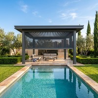 Pergola à lames orientables électriques, contrôle climatique écologique, toit motorisé, revêtement fluorocarboné personnalisé, imperméable, extérieur