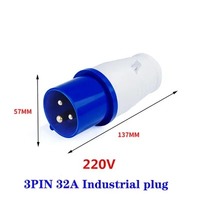 Prise et connecteur étanches IP44 pour usage industriel, 3 broches, 4 broches, 5 broches, 16A/32A, 250V, norme britannique, montage mural