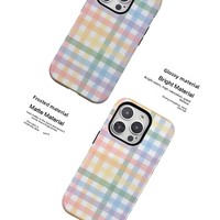 Coque de téléphone à motif à carreaux colorés pour 17 Pro avec recharge sans fil, couverture intégrale, antichoc, anti-traces de doigts