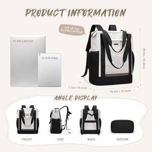 Bolso Tote Casual Ligero e Impermeable Personalizado Fuliya, Mochila <span class=keywords><strong>para</strong></span> Portátil <span class=keywords><strong>de</strong></span> Gran Capacidad con Bloques <span class=keywords><strong>de</strong></span> Color <span class=keywords><strong>para</strong></span> Hombres y Mujeres, Trabajo y Viajes - Product Image 3