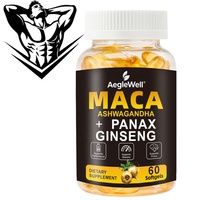 Gélules de Maca OEM pour l'amélioration masculine, complément alimentaire à base de plantes pour stimuler la libido et l'endurance, avec Ashwagandha, Panax Ginseng et Maca pour un meilleur sommeil