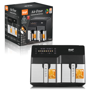 Nồi chiên không dầu đa năng Raf 6L+4L, hai giỏ chiên, kỹ thuật số, lò nướng chiên không dầu, nồi đôi, điện, thông minh - Product Image 5