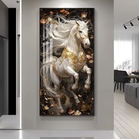 Tableau mural moderne encadré de luxe Cheval scintillant, Décoration de galerie de couloir, Peinture en porcelaine cristalline, Prêt à accrocher