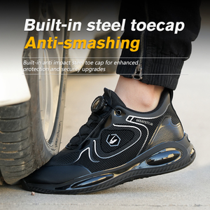 Custom OEM Men's Safety Protect Labor Shoes Rotating Button Light <b>Waterproof</b> Anti-smash Soft Climbing Sports Footwear <b>Sneaker</b> - Product Image 5