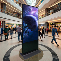 Écran publicitaire vertical intelligent de 50 pouces, kiosque sans fil, totem en aluminium, lecteur multimédia OEM 4K, moniteur d'affichage numérique