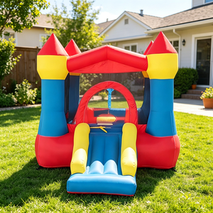 Château gonflable pour enfants en tissu Oxford avec toboggan, maison de jeu gonflable pour enfants, jeu en plein air pour la cour arrière - Product Image 4