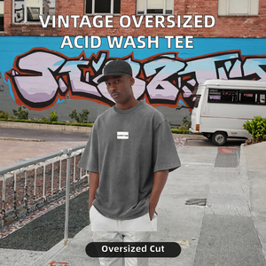 Camiseta de hombre personalizada de algodón y elastano de punto sólido, de gran gramaje, talla grande, con lavado ácido, estilo vintage, oversize, de manga corta y cuello redondo. - Product Image 2