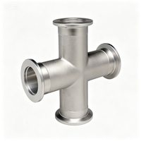 Raccord de tuyauterie en acier inoxydable 304/316L forgé, surface lisse, installation rapide basse pression, raccord en T à sertir sanitaire, croix à trois brides