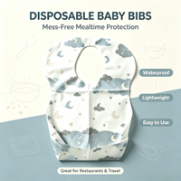 Bavoir jetable personnalisé avec logo, auto-adhésif, sans nœud, idéal pour cadeau de naissance, vente en gros