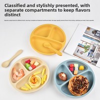 Assiette à ventouse pour bébé en gel de silice à 3 compartiments, sans BPA, antidérapante, incassable, 20 cm, moulage monobloc, vaisselle pour l'alimentation des tout-petits