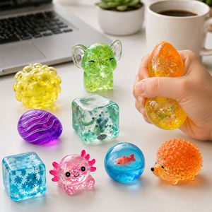 Jouet anti-stress en gelée souple, mélange de poissons colorés, cube, méduse, pieuvre, à presser à la main, jeu sensoriel, ensemble de vente au détail - Product Image 3