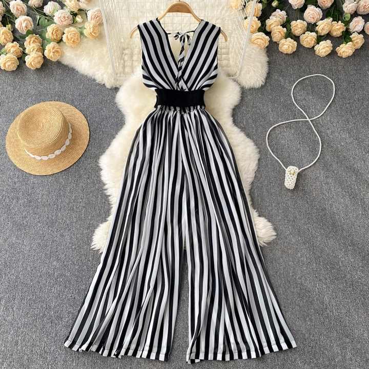 White Chiffon Patchwork Lace Mesh Long Sleeve V-Neck Jumpsuits main image 1
