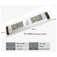 Fuente de Alimentación/Transformador para Caja de Luz LED de 12V 25A 300W, CA 190-240V a CC 12V/24V, Fuente de Alimentación Conmutada Regulada de Grado Industrial