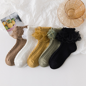 Lacework Series Color sólido Niños Tobillo Encaje Niñas Lindo Algodón Bebé Calcetines - Product Image 2