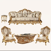 Canapé de salon de luxe royal européen, design créatif haut de gamme pour villa, ensemble de canapés dorés