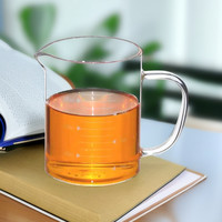 Verre gradué transparent de laboratoire 350ml 500ml 1000ml avec poignée et couvercle en bambou