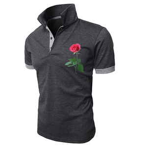 China Stand Collar Custom logo Polo Shirt Mens Short Sleeve Polo Shirt 100% Cotton Plain Dyed