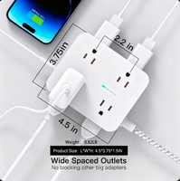Multiprise murale industrielle personnalisable blanche à 8 prises et 2 ports USB avec protection contre les surtensions et cordon d'extension tressé de 1,5 m