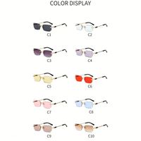 Lunettes de soleil rectangulaires en métal rétro pour hommes avec logo personnalisé, UV400, petite monture sans bordure, lunettes de soleil carrées pour femmes