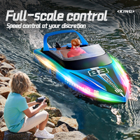 Kapal Cepat Remote Control HJ821 Motor Bertenaga Tinggi Lampu LED Perahu Balap Air Mainan Anak Laki-laki Kecepatan Tinggi RC Boat Dijual