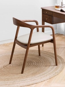 Sedia Moderna in Legno Massello, Sedia da Ufficio e Relax, Materiale PU Colorato Opzionale, <span class=keywords><strong>Sedie</strong></span> per Sala da Pranzo, <span class=keywords><strong>Cucina</strong></span>, Soggiorno e Camera da Letto - Product Image 5