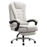 Chaise de bureau en cuir, chaise de jeu avec massage USB, coussin lombaire et repose-pieds, vente en gros, logo personnalisé, certifiée BIFMA, OEM