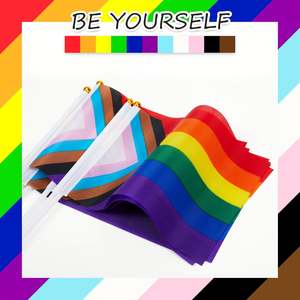 Bandera del Orgullo LGBT de Poliéster de una Sola Cara con Asta de Plástico Resistente a la Decoloración y al Desgarro - Product Image 6