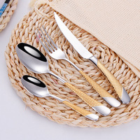 Ensemble de couverts en acier inoxydable avec poignée dorée, couverts plaqués or, vaisselle élégante, couverts pour la maison, la salle à manger, la restauration, la décoration de table